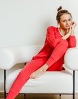 PIMA LONG SLEEVE JOGGER SET IN RED