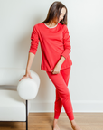 PIMA LONG SLEEVE JOGGER SET IN RED