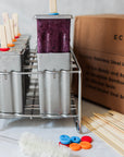 STAINLESS STEEL POPSICLE MOLDS AND RACK, 10 SQUARE SHAPE MOLDS WITH REUSABLE BAMBOO STICKS