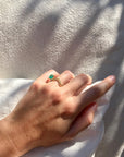 DOUBLE PETITE COMETE RING EMERALD AND DIAMOND Rings Nayestones 